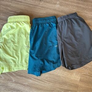 DSG Men's Athletic Shorts Trio - Lime, Teal, Gray